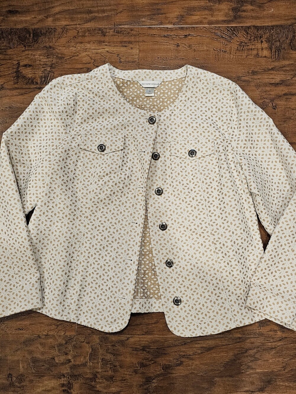 Christophet & Banks | Light Cream Patterned Crewneck Jacket
